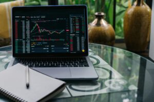 computer screen with investment chart