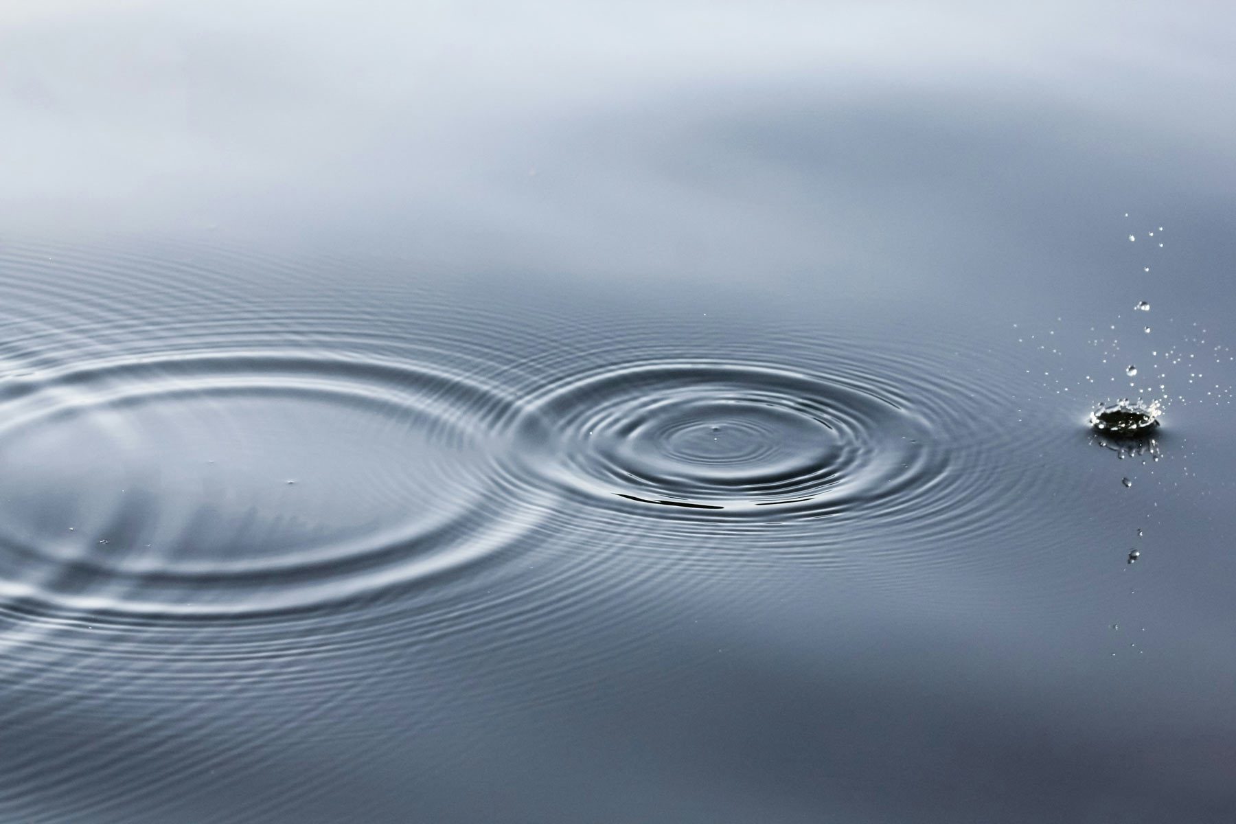 Close-up of water ripples and droplets on a calm surface, symbolizing the impact of charitable giving.