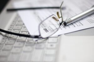 pair of glasses on a 1040 tax form