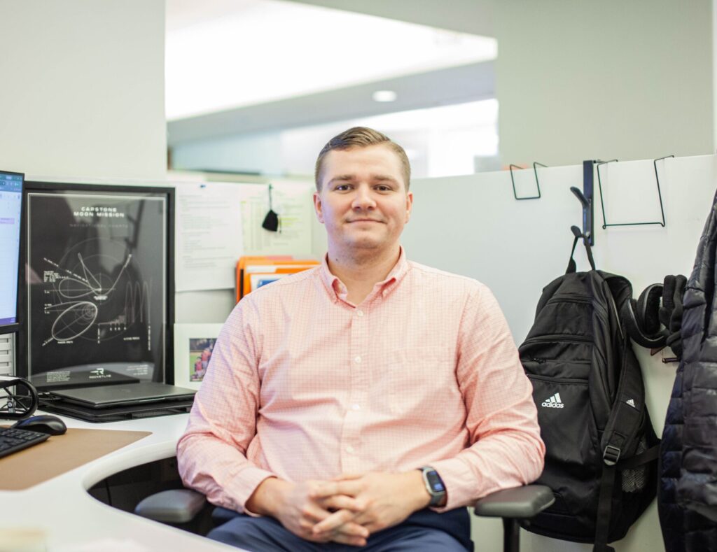 Marcus Wolf at his Bridgewater Advisors desk
